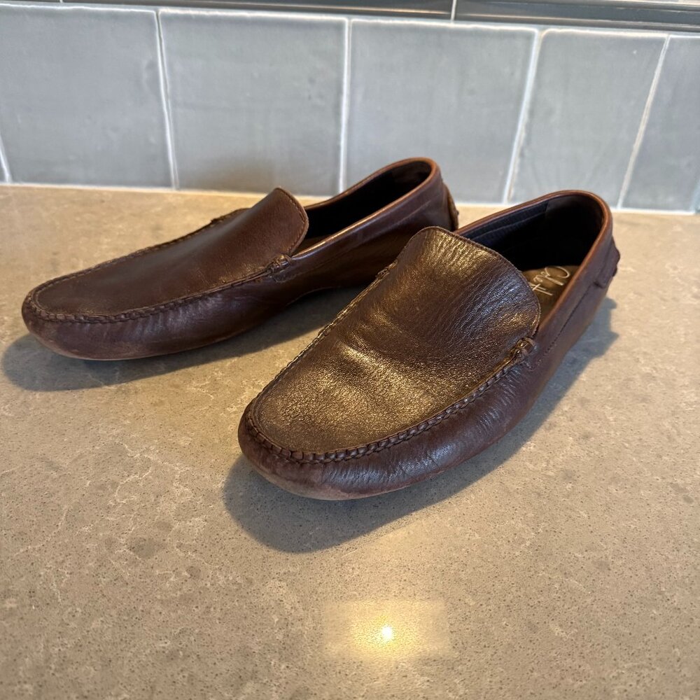 Cole Haan Men’s Leather Driving Loafers Nike Air Brown Size 10.5